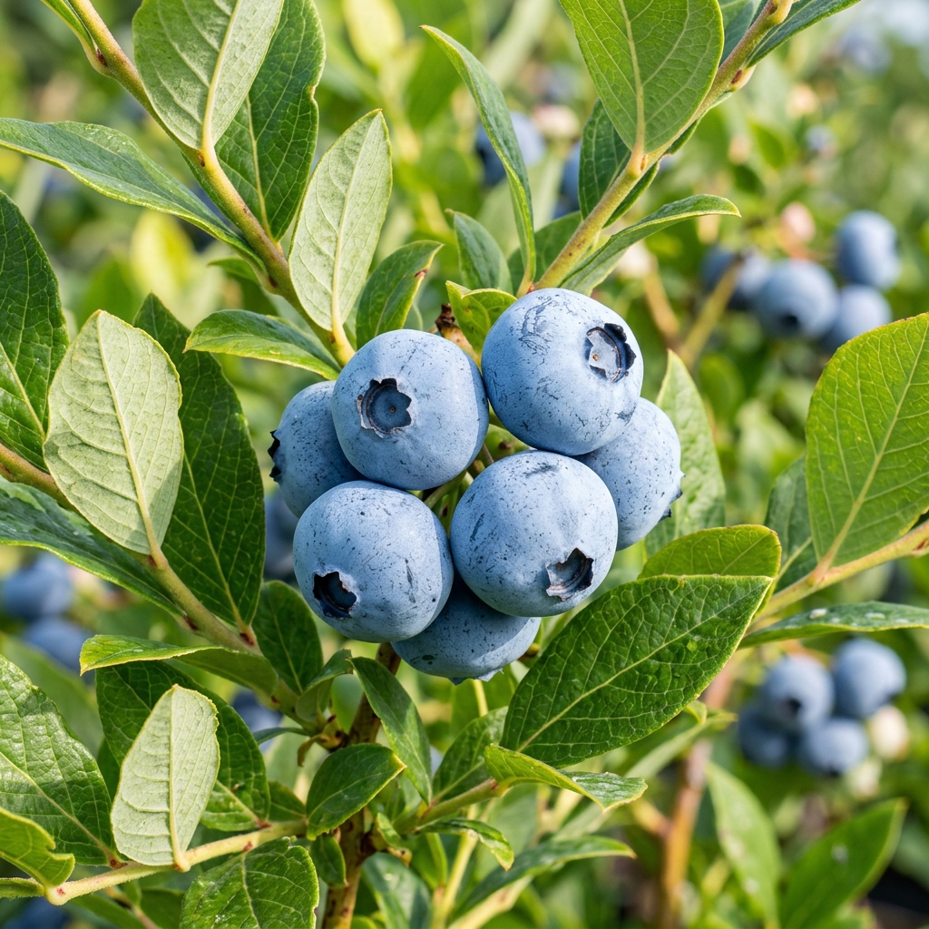 Liberty blueberry cluster showing uniform size and deep bloom