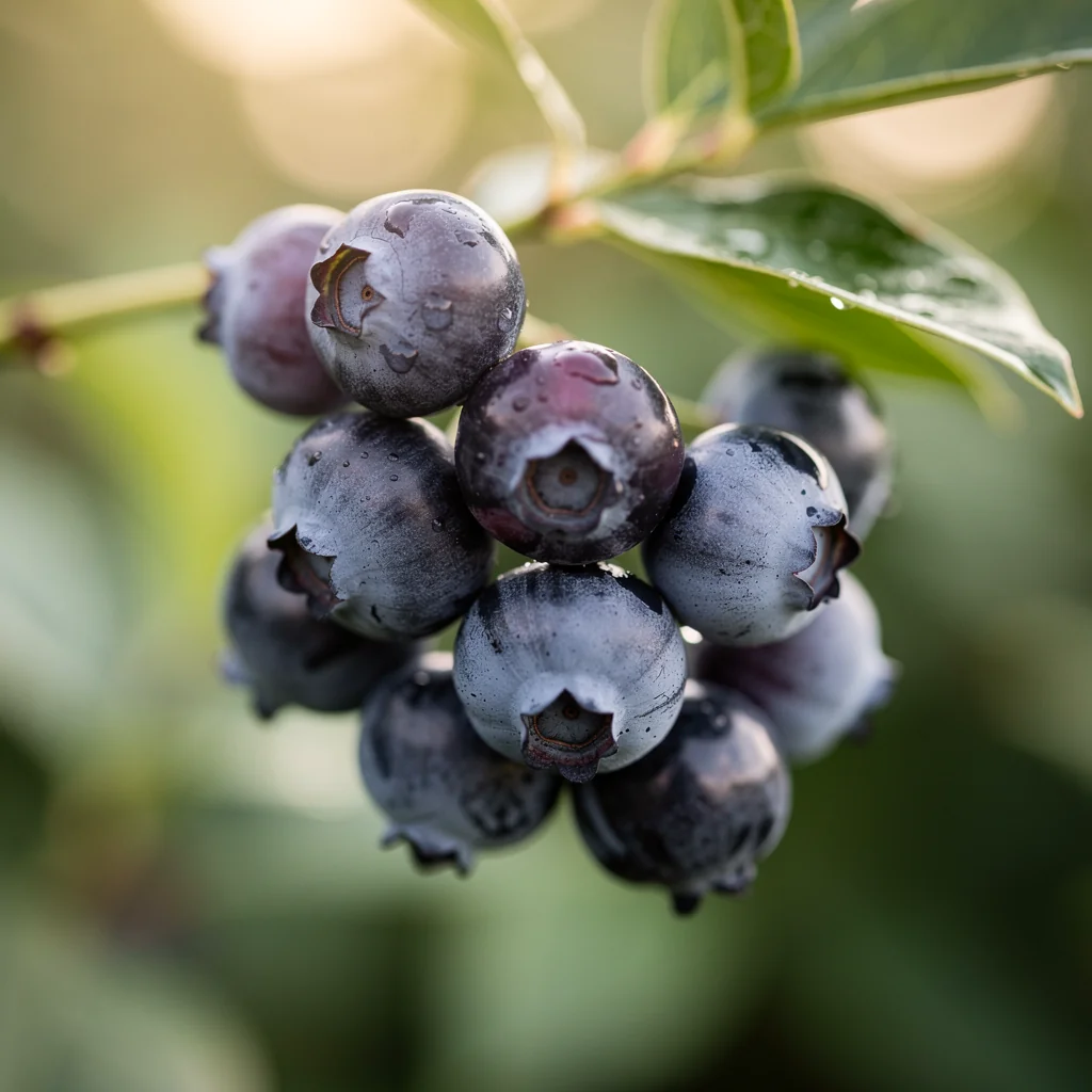 Close-up of swelling blueberry flower buds